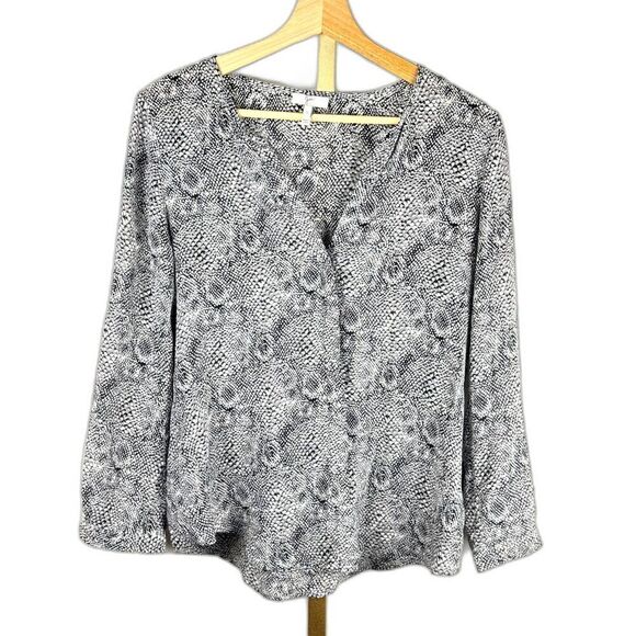 Joie 100% Silk Blouse Sz S Gorgeous Snakeskin Print EUC 3/4 Sleeves Animal Print - Picture 1 of 10
